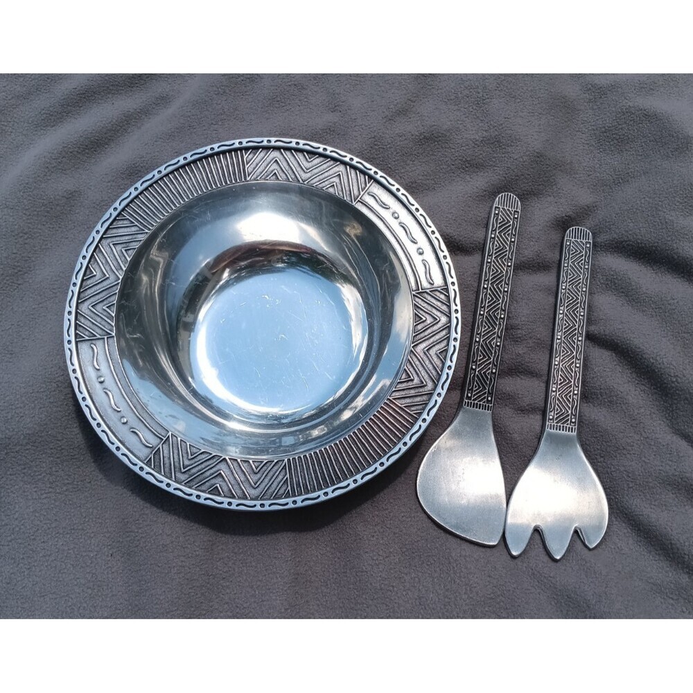 VINTAGE Wilton Armetale 2004 LARGE 14.75" Reggae Salad Bowl 3-Piece Set